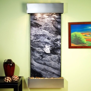 Inspiration Falls Stainless Steel Frame Wall Fountain - Black Spider 