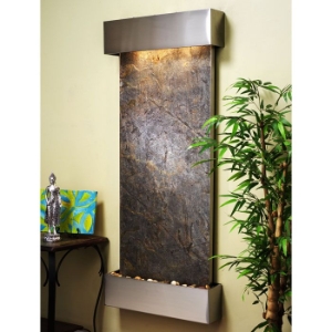 Inspiration Falls Green Featherstone Wall Fountain - Stainless Steel Frame 