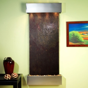 Inspiration Falls Stainless Steel Frame Wall Fountain in Rajah Featherstone 