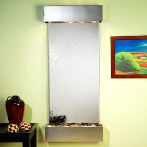 Inspiration Falls Silver Mirror Wall Fountain - Stainless Steel Frame 