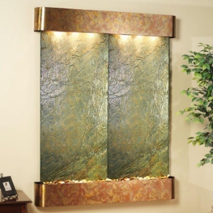 Majestic River Green Slate Wall Fountain - Copper Frame 