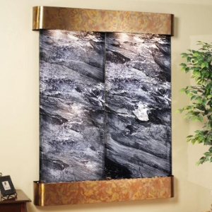 Majestic River Round Trim Copper Frame Wall Fountain - Black Spider 