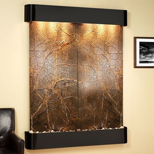Majestic River Rainforest Green Wall Fountain - Blackened Copper Frame 