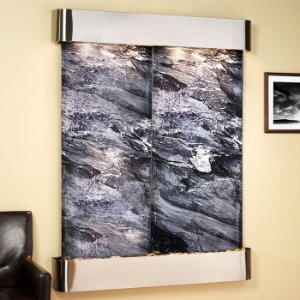 Majestic River Round Trim Frame Wall Fountain in Black Spider 
