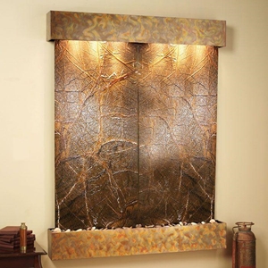 Majestic River Rainforest Green Wall Fountain with Copper Frame 