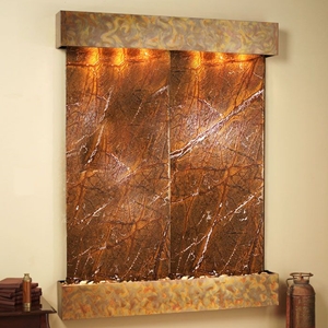 Majestic River Rainforest Brown Wall Fountain with Copper Frame 