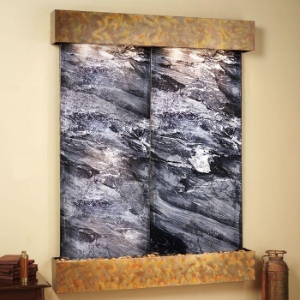 Majestic River Black Spider Wall Fountain with Copper Frame 