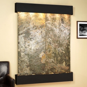 Majestic River Green Slate Wall Fountain - Blackened Copper Frame 