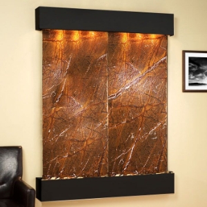 Majestic River Square Trim Frame Wall Fountain in Rainforest Brown 