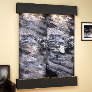 Majestic River Square Trim Frame Wall Fountain in Black Spider 