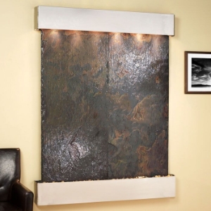 Majestic River Rajah Slate Wall Fountain - Stainless Steel Frame 