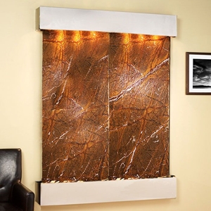 Majestic River Rainforest Brown Wall Fountain - Stainless Steel Frame 