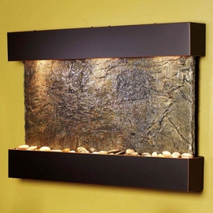 Reflection Creek Blackened Copper Frame Wall Fountain in Green Slate 