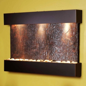 Reflection Creek Blackened Copper Frame Wall Fountain in Rajah Slate 
