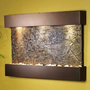 Reflection Creek Green Slate Wall Fountain with Bronze Frame 