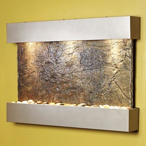 Reflection Creek Silver Metallic Frame Wall Fountain - Green Slate 