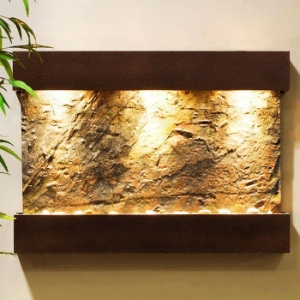 Reflection Creek Green Slate Wall Fountain - Copper Vein Frame 
