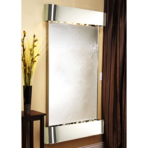 Summit Falls Round Trim Frame Wall Fountain in Silver Mirror 