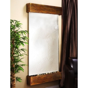 Summit Falls Square Edged Copper Frame Wall Fountain - Silver Mirror 