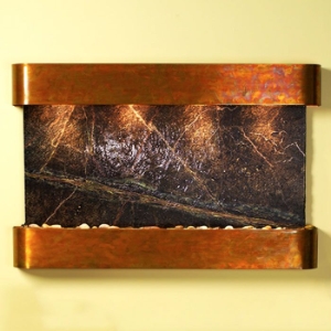 Sunrise Springs Rainforest Green Wall Fountain - Round Trim Copper Frame 