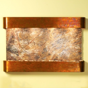 Sunrise Springs Round Trim Copper Frame Wall Fountain in Rainforest Brown 