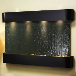 Sunrise Springs Black Slate Wall Fountain with Blackened Copper Frame 