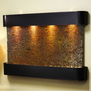 Sunrise Springs Blackened Copper Frame Wall Fountain in Rajah Slate 