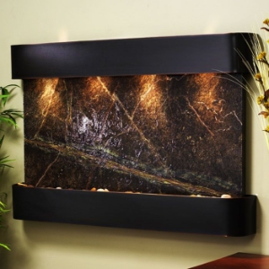 Sunrise Springs Rainforest Green Wall Fountain - Blackened Copper Frame 