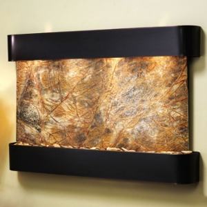 Sunrise Springs Blackened Copper Frame Wall Fountain in Rainforest Brown 