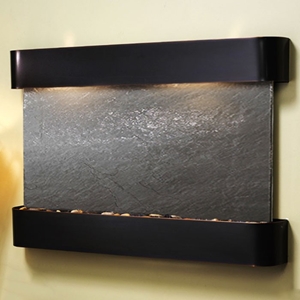 Sunrise Springs Black Featherstone Wall Fountain - Blackened Copper Frame 