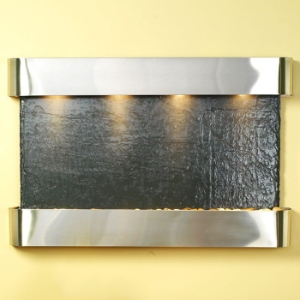 Sunrise Springs Black Slate Wall Fountain with Round Trim 