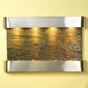 Sunrise Springs Wall Fountain in Green Slate with Round Trim 