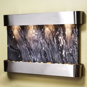 Sunrise Springs Wall Fountain in Black Spider Marble - Round Trim 