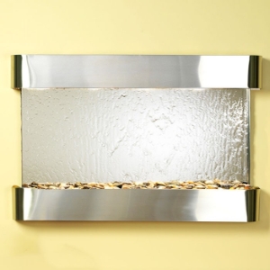 Sunrise Springs Silver Mirror Wall Fountain with Round Trim 