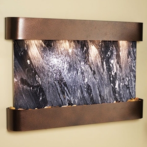 Sunrise Springs Wall Fountain in Black Spider Marble - Copper Vein Frame 