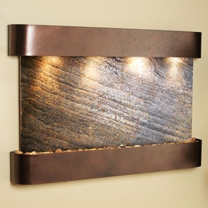 Sunrise Springs Green Featherstone Wall Fountain - Copper Vein Frame 