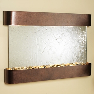 Sunrise Springs Silver Mirror Wall Fountain with Copper Vein Frame 