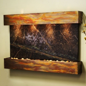 Sunrise Springs Rainforest Green Wall Fountain - Square Edge Copper Frame 