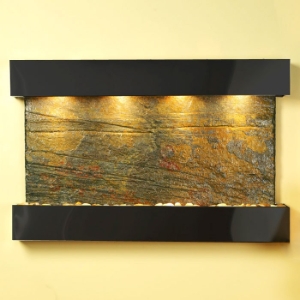 Sunrise Springs Wall Fountain in Green Slate with Square Trim 