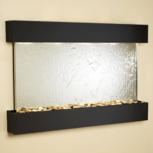 Sunrise Springs Silver Mirror Wall Fountain with Square Trim 