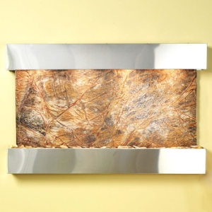 Sunrise Springs Stainless Steel Frame Wall Fountain in Rainforest Brown 