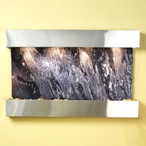 Sunrise Springs Wall Fountain in Black Spider Marble - Stainless Steel Frame 