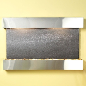 Sunrise Springs Black Featherstone Wall Fountain - Stainless Steel Frame 