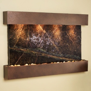 Sunrise Springs Rainforest Green Wall Fountain - Square Edge Copper Vein Frame 
