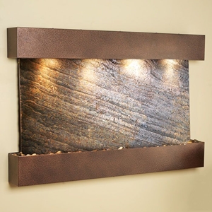 Sunrise Springs Green Featherstone Wall Fountain - Square Edge Copper Vein Frame 