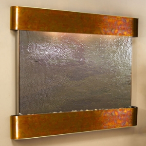 Teton Falls Rajah Featherstone Wall Fountain - Round Trim Copper Frame 