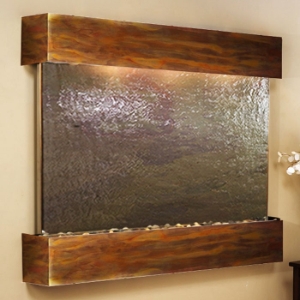 Teton Falls Rajah Featherstone Wall Fountain - Square Trim Copper Frame 