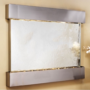 Teton Falls Stainless Steel Frame Wall Fountain in Silver Mirror 