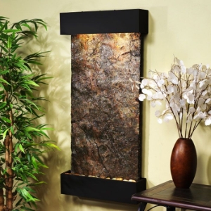 Whispering Creek Green Slate Wall Fountain - Blackened Copper Frame 