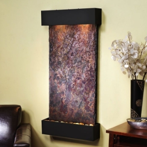 Whispering Creek Blackened Copper Frame Wall Fountain in Rajah Slate 